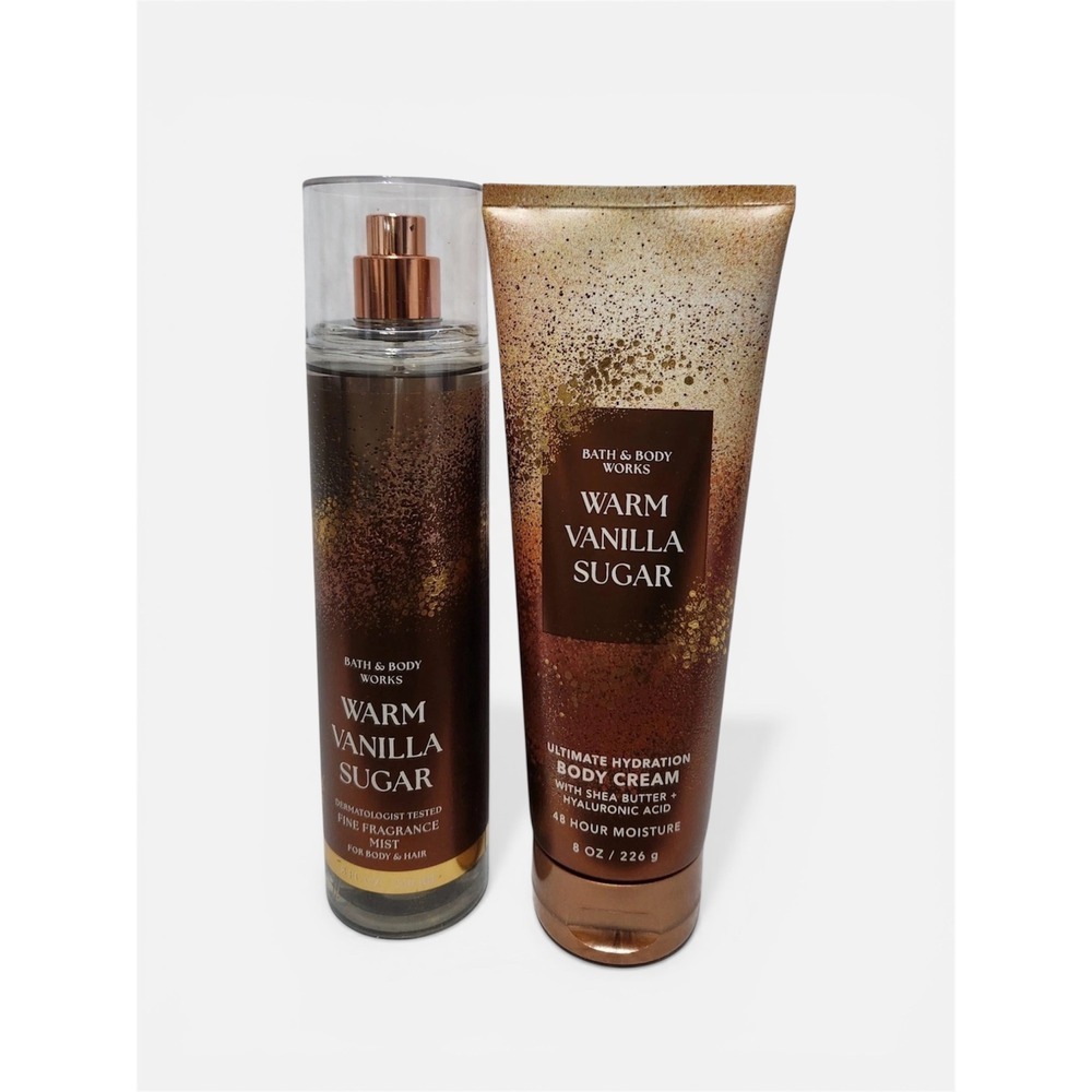 Bath and Body Works WARM VANILLA SUGAR Body Cream & Fragrance Mist (Set of 2)